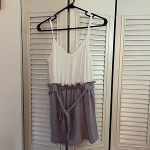 Purple and White Francesca’s Romper